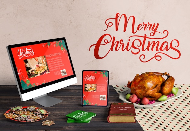 PSD front view of christmas scene creator