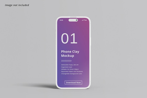 PSD front view clay phone mockup