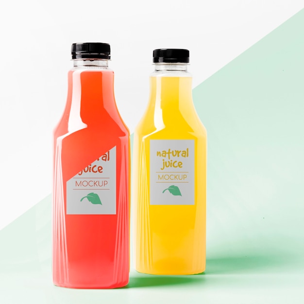 PSD front view of clear juice bottles mock-up