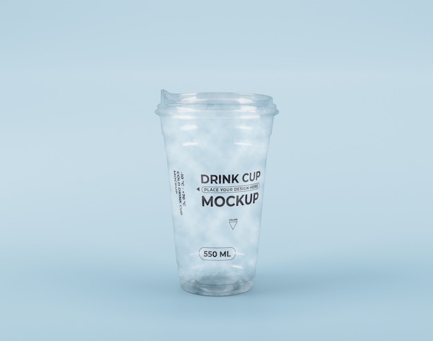 Front view of clear plastic cup mock-up