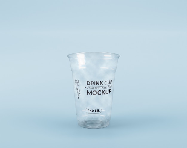 Front view of clear plastic cup mock-up