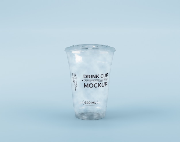 PSD front view of clear plastic cup mock-up