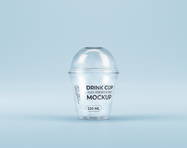 PSD front view of clear plastic cup mock-up