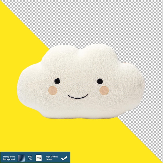 Front view of cloud soft toy isolated on white background transparent background png psd