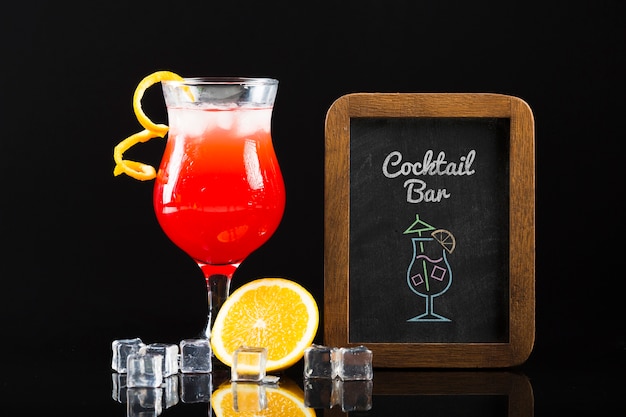 Front view of cocktail mock-up concept