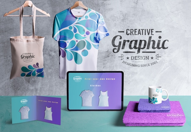 PSD front view of creative graphic designer desk