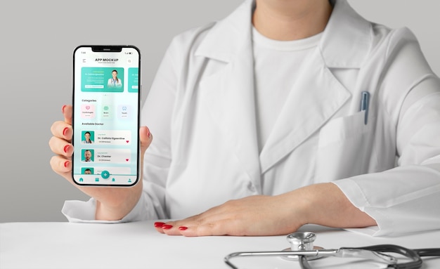 Front view doctor wearing white coat