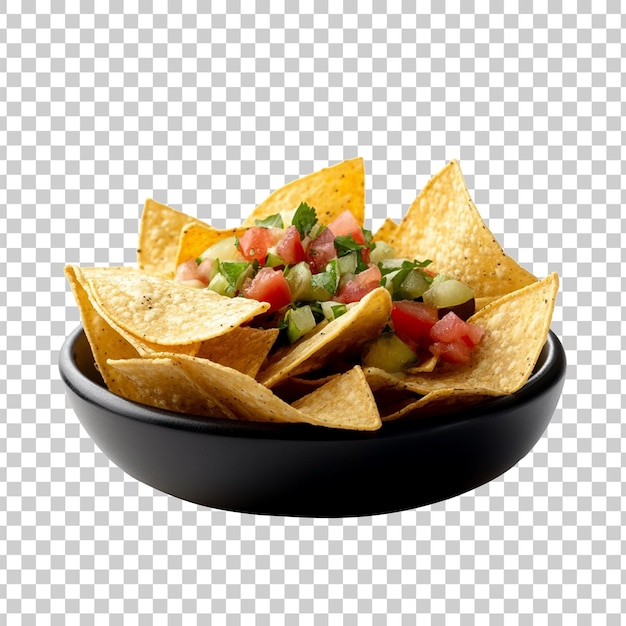 Front view Een hyperrealistisch beeld van heerlijke Nachos in een zwart bord geïsoleerd op een witte achterkant