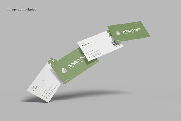 Front view floating business card mockup