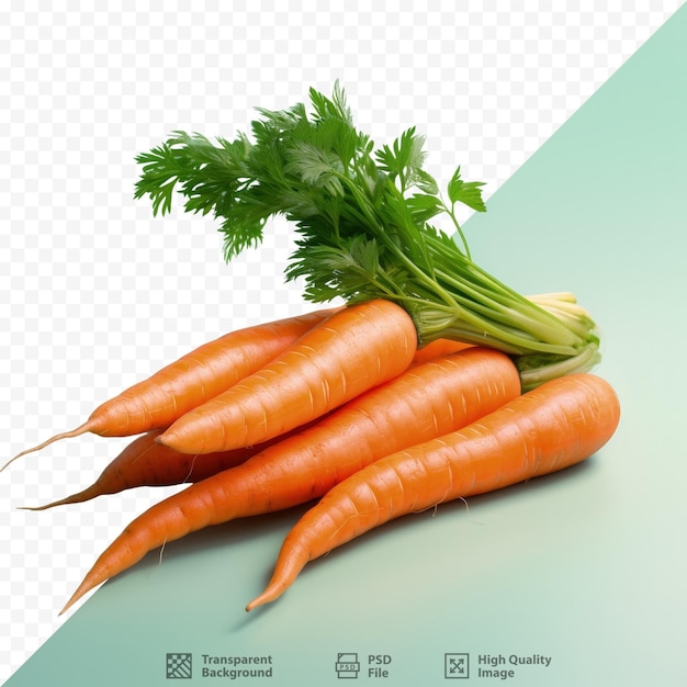 PSD front view of freshly isolated carrots on a transparent background