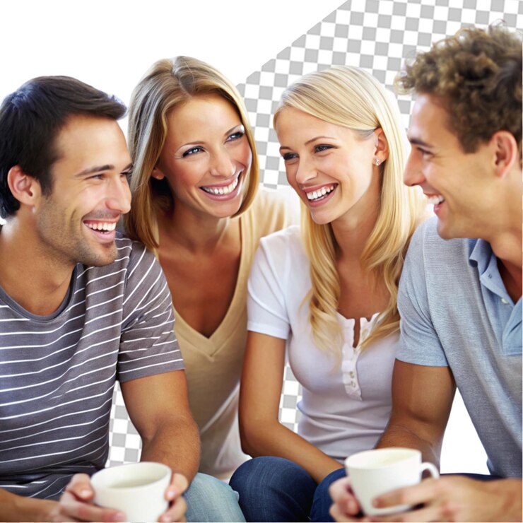 PSD front view of friends spending time together