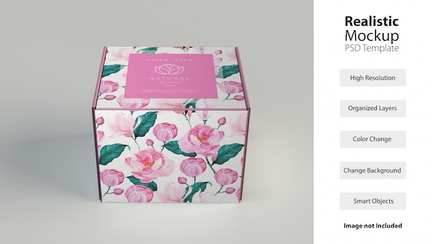 PSD front view of gift box mockup