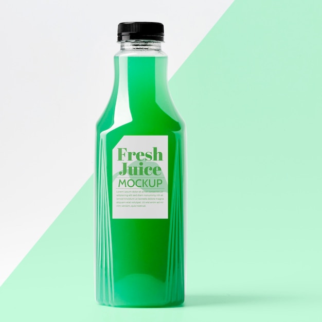 PSD front view of glass juice bottle with cap