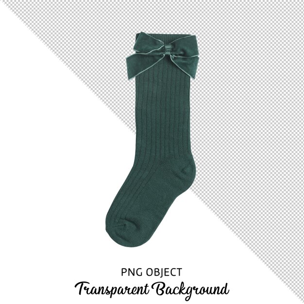 front view of green socks on transparent background