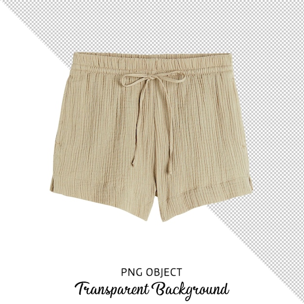PSD front view of isolated beige linen women shorts