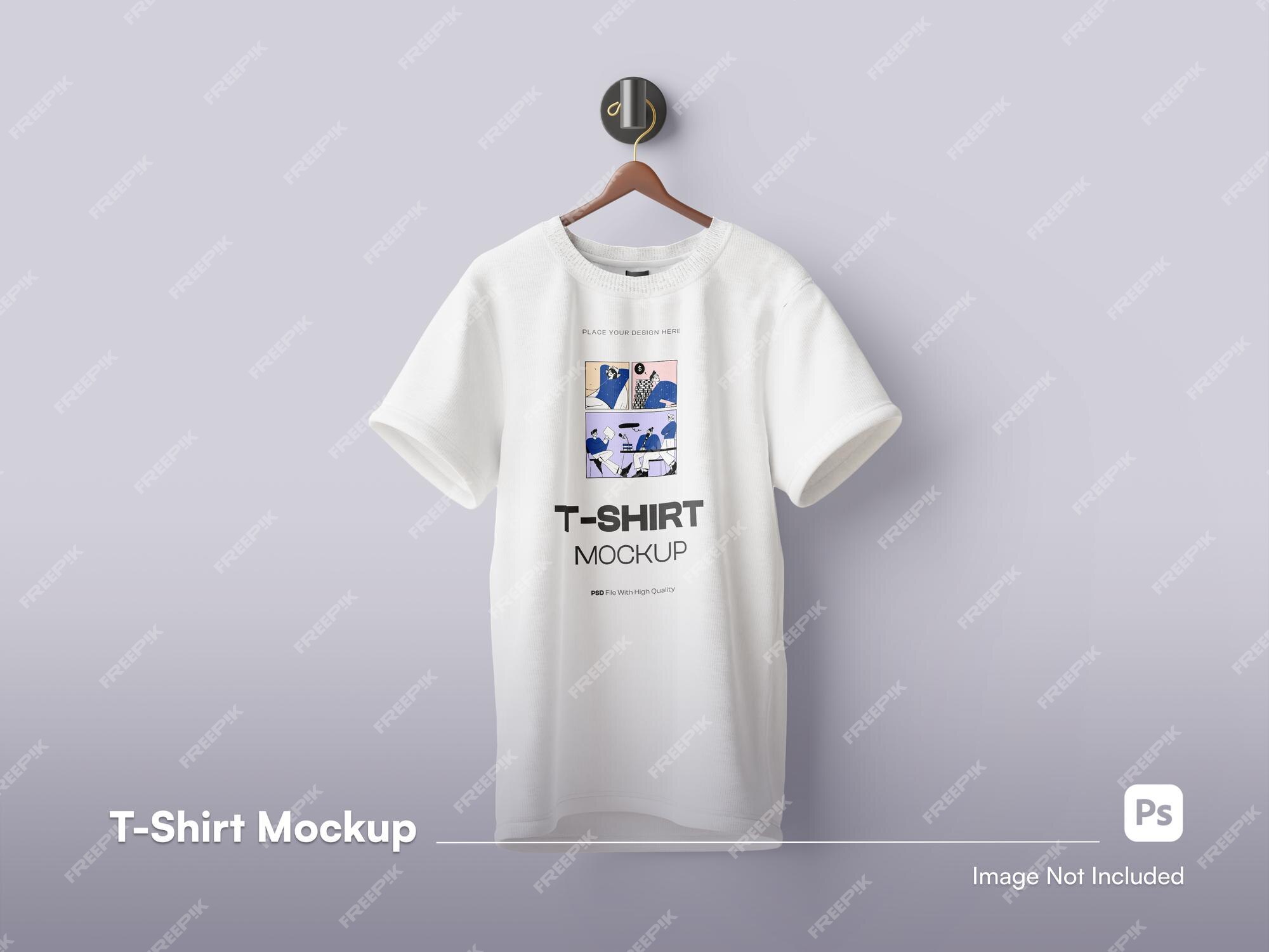 Premium PSD | Front view isolated hanged t-shirt mockup