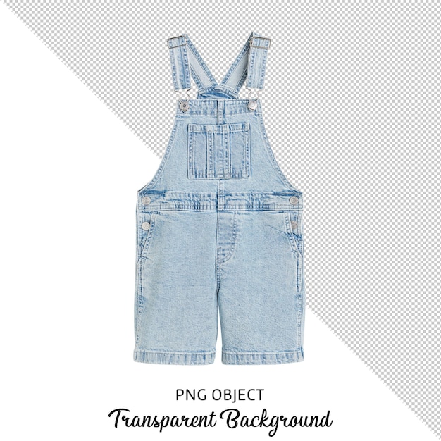 PSD front view of isolated kids jean overalls