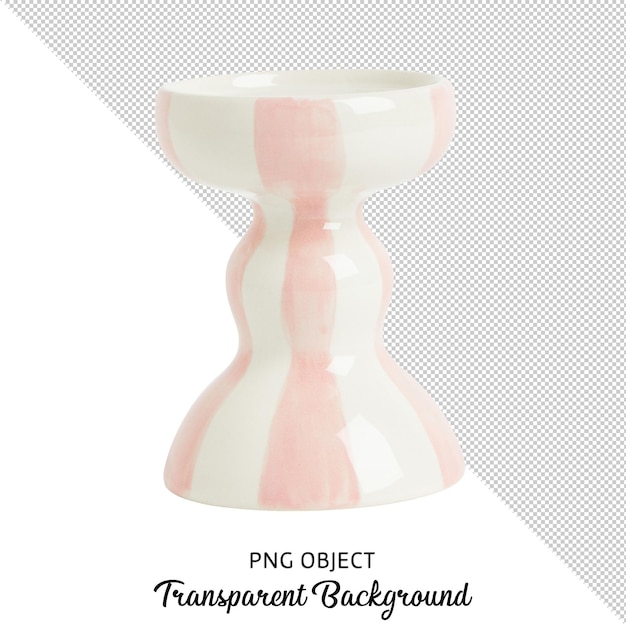 Front view of isolated pink and white candle holder