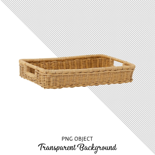 PSD front view of isolated wicker rattan basket organizer