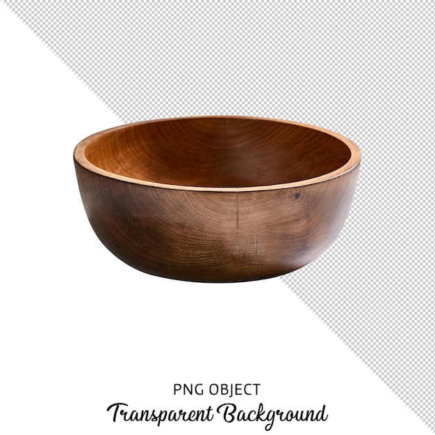 PSD front view of isolated wooden bowl mockup