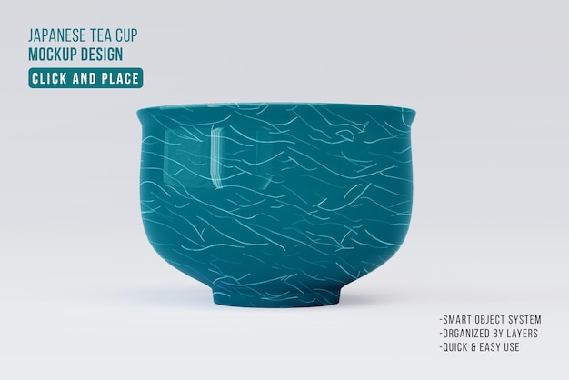 PSD front view japanese cup branding mockup