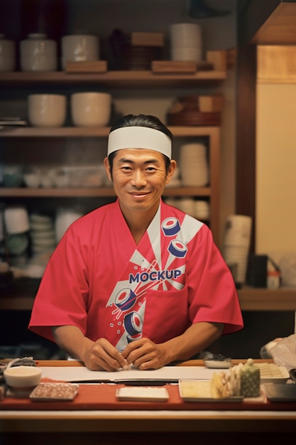 Front view japanse man in uniform