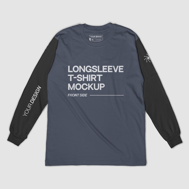 PSD front view of longsleeve t-shirt mockup