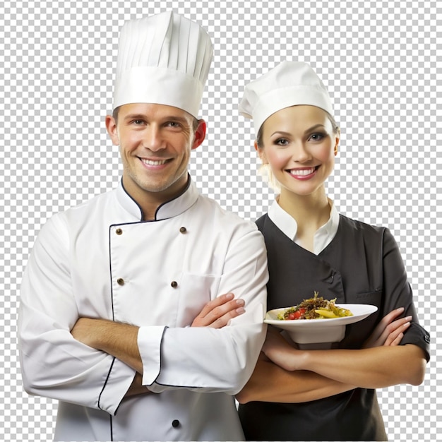 PSD front view of male and female chefs