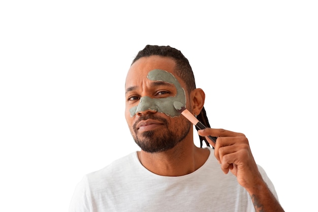 front view man with face mask