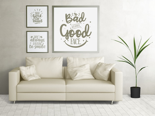 PSD front view minimalistic home decor