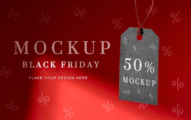 PSD front view mock-up black friday hanging price tag