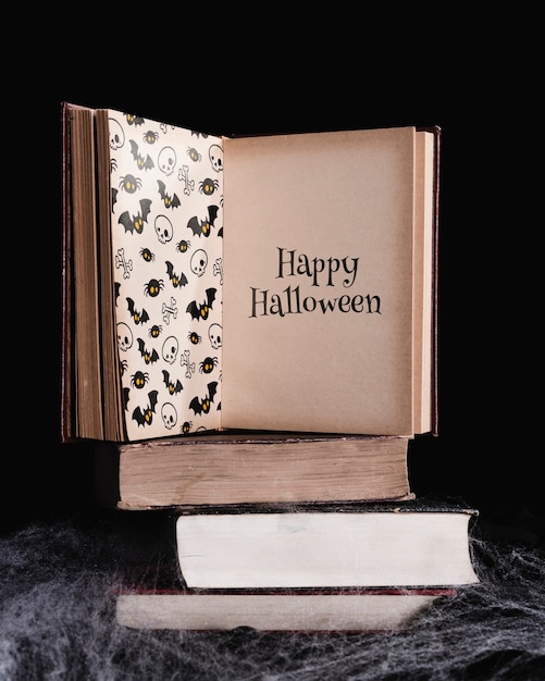 front view of mock-up book with black background