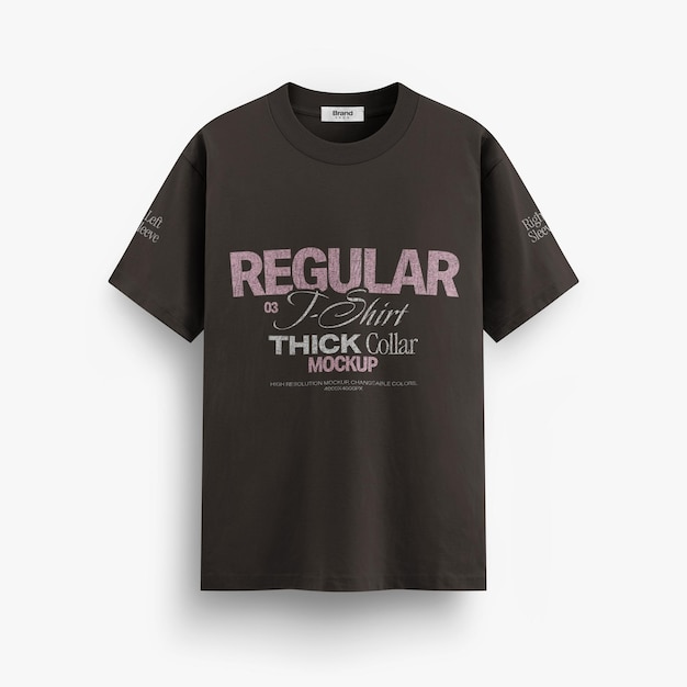 厚い襟と変化する色のオプションを持つ普通のTシャツのフロントビューモックアップ