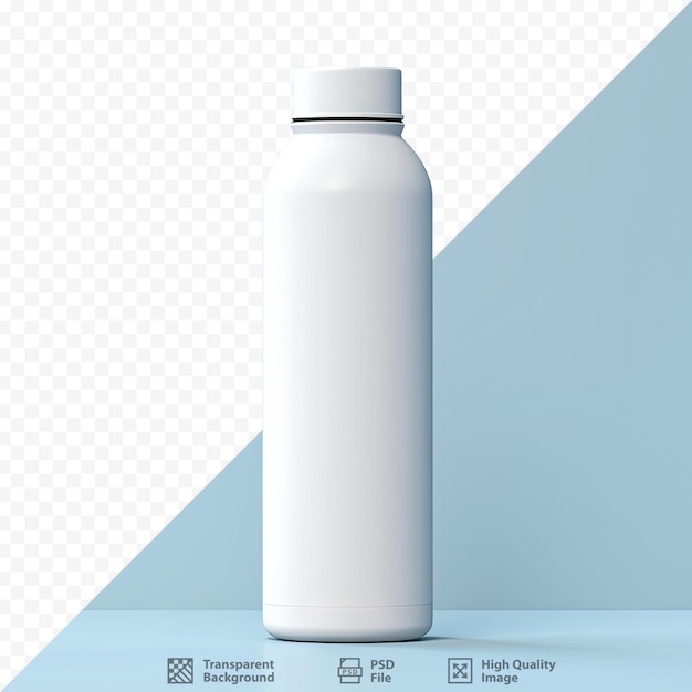 Vista frontale di una bottiglia sportiva mockup isolata lattina vuota trasparente con tappo grigio mockup contenitore per liquidi bianco per modello di allenamento fitness o turistico