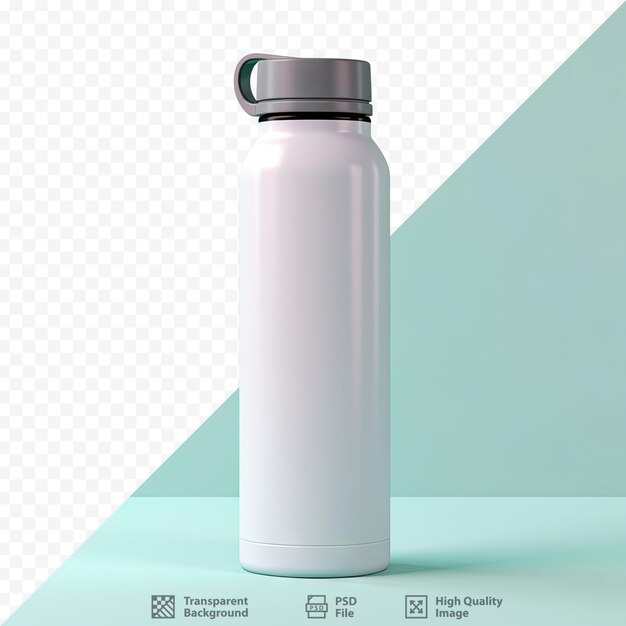 PSD front view a mockup sport bottle isolated clear empty can with grey cap mockup white liquid container for fitness or tourism training template