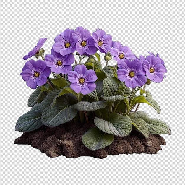 PSD Фронтовый вид цветочного растения primula sieboldii png