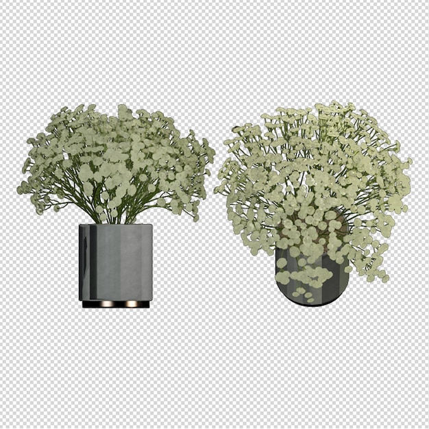 PSD 3 dレンダリングで鍋に植物の正面図