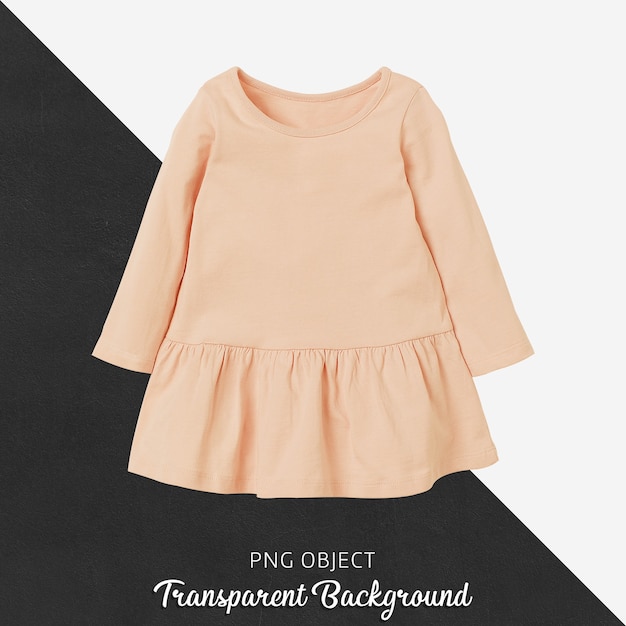 Front view of orange children dress mockup