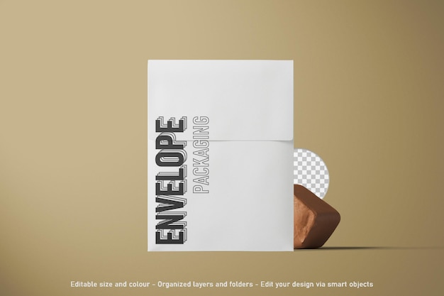 PSD front view paper shipping envelopes packaging mockup 3d render