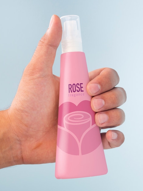 Front view pink fragrance bottle mock-up