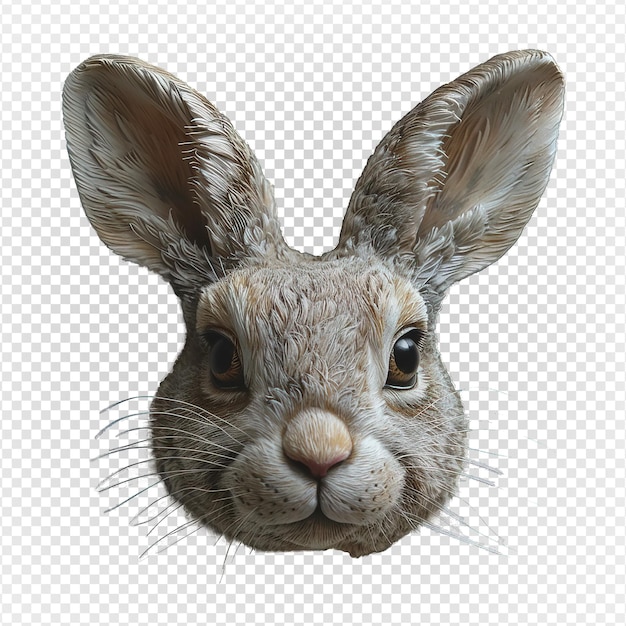 front view rabbit mask isolated on transparent background generative ai