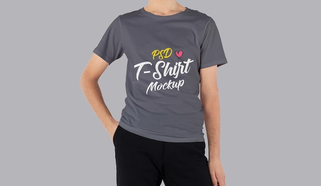 PSD front view realistic tshirt mockup