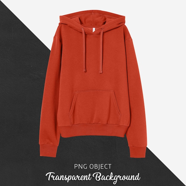 PSD front view of red unisex hoodie mockup