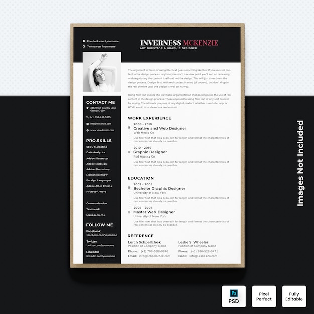 Front view of Resume CV Template