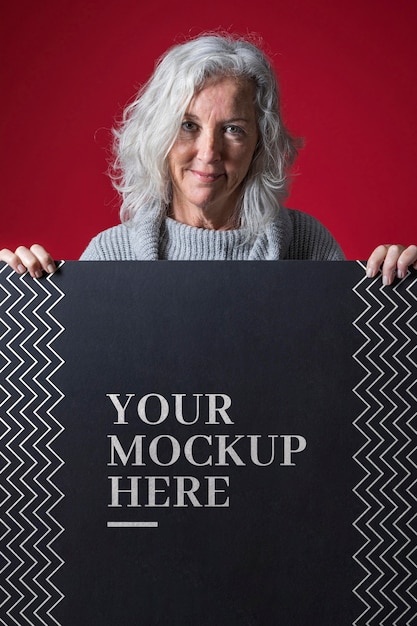 front view of senior woman mock-up
