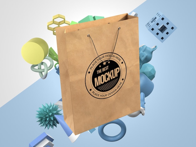 PSD front view of shopping bag mock-up