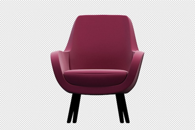 Front view of sofa in 3d rendering isolated