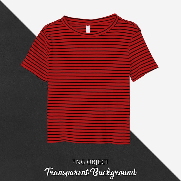 Vista frontale del mockup di t-shirt rossa a strisce