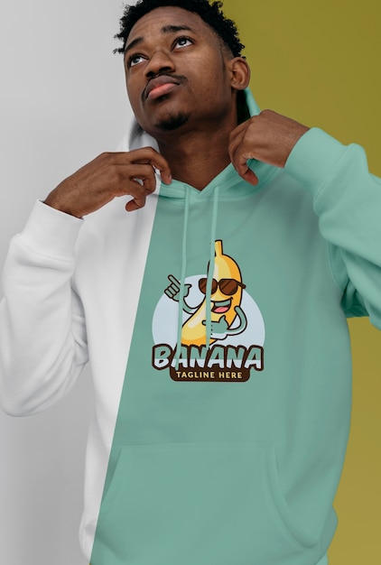 front view of stylish man in hoodie