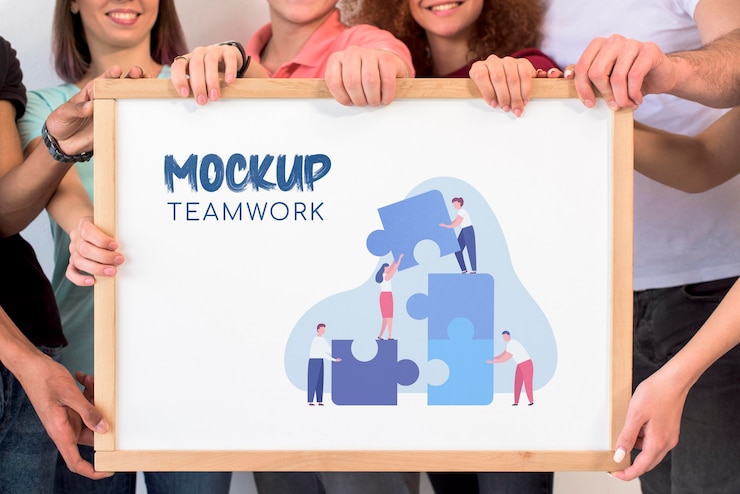 PSD front view teamwork mock-up